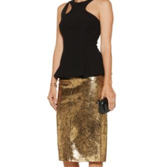 💕HP💕Gold/Black Leather “Crackled “ Look  Pencil Skirt NWT (RAOUL) also fits reg - Picture 2 of 11